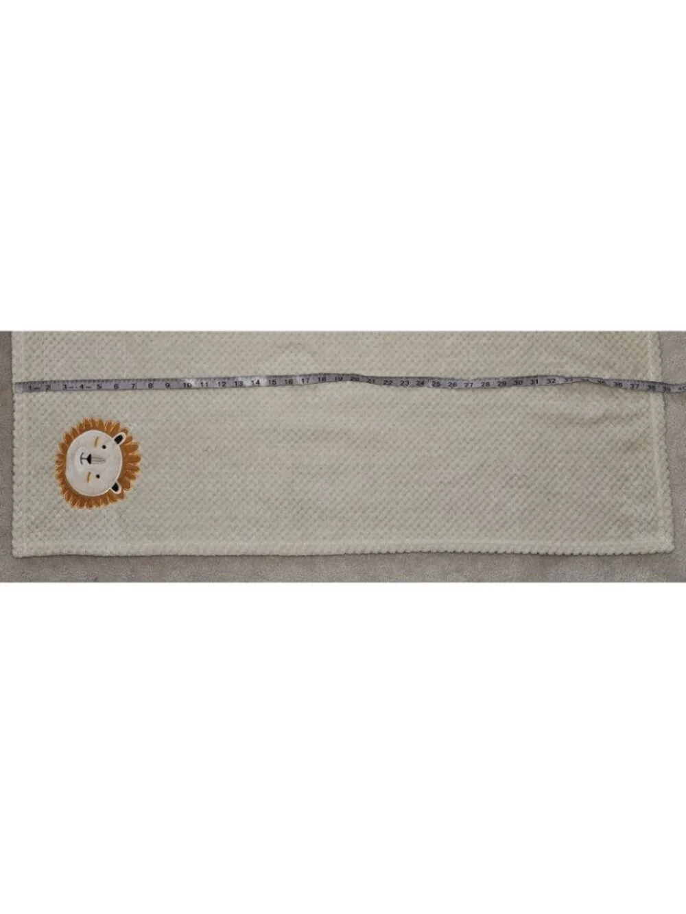 Kit + Pearl Lion Head Tan Baby Blanket RN 72409 Brown Fleece Waffle Weave 30x38